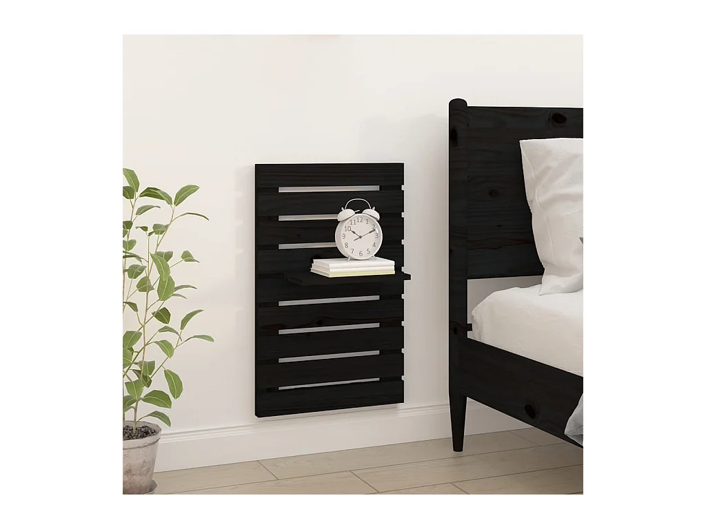 2 mensole da comodino a parete in legno massello di pino nero