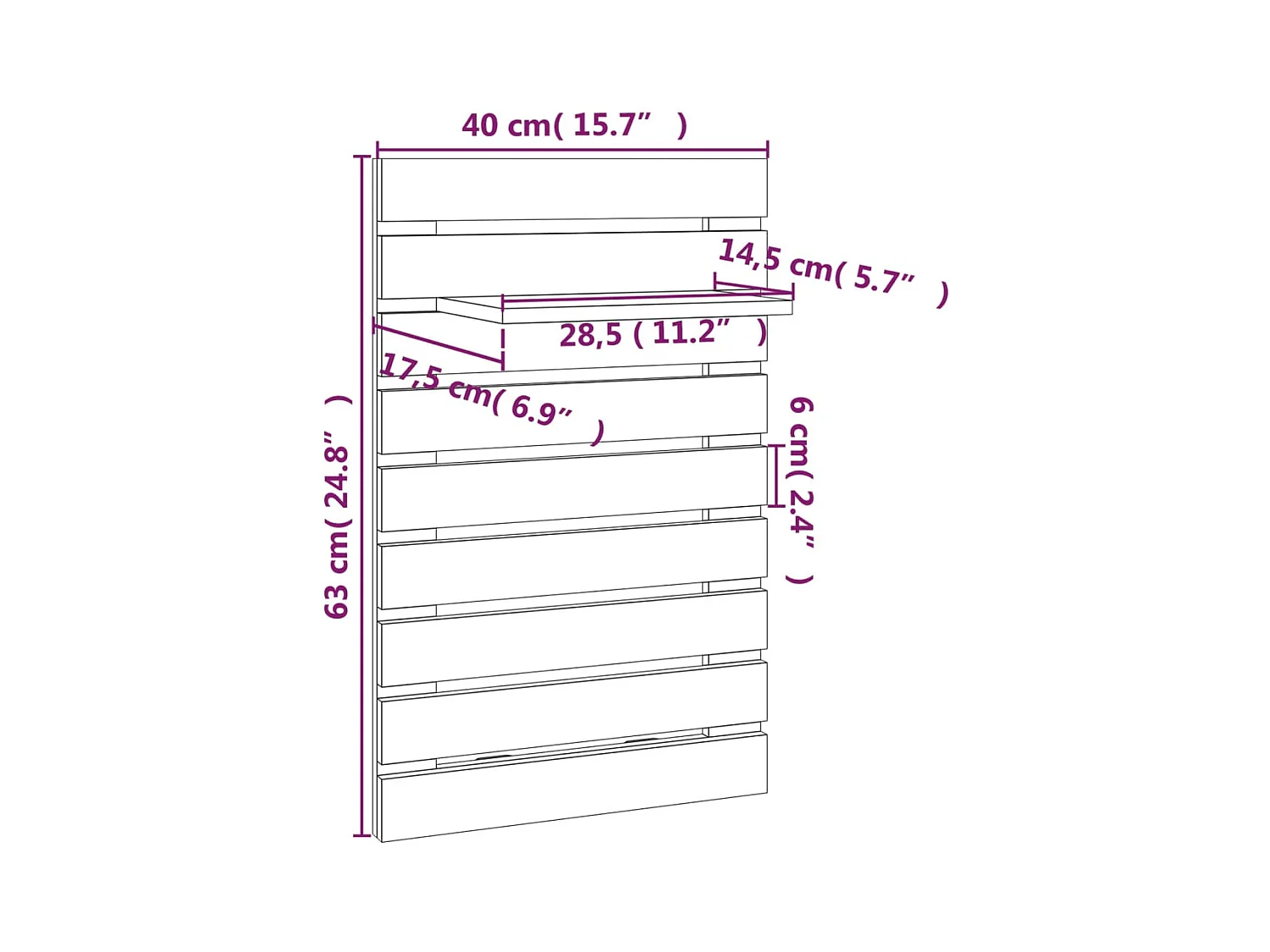 2 mensole da comodino a parete in legno massello di pino nero
