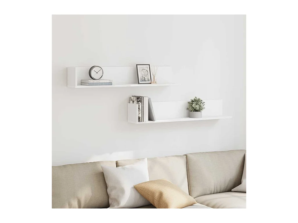 Mensole da parete 2 pezzi bianche 100x16,5x16,5 cm in legno ingegnerizzato