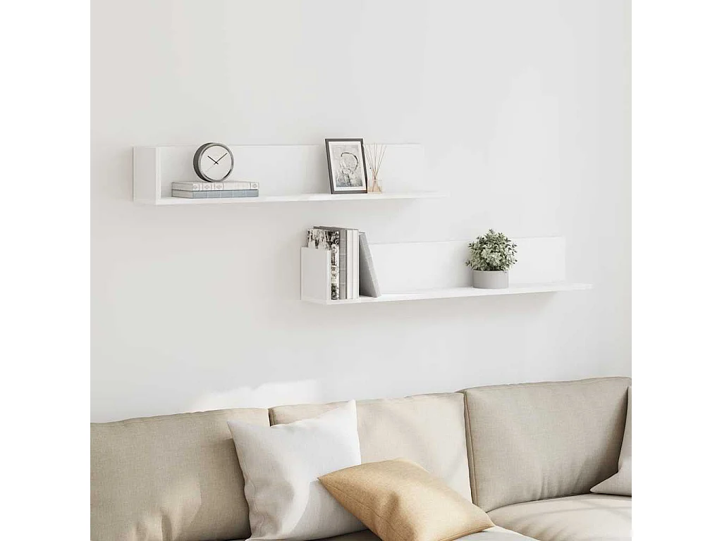 Étagères murales 2 pcs blanc 100x16,5x16,5 cm bois d'ingénierie