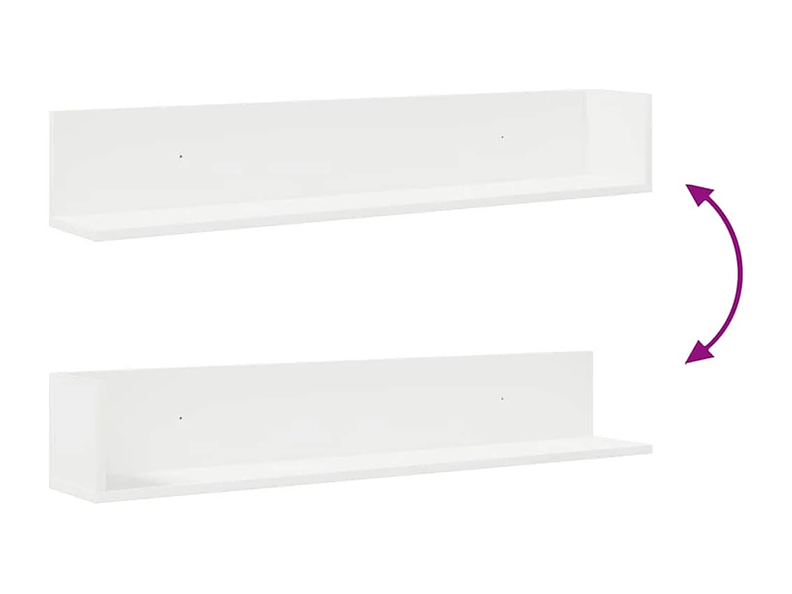 Étagères murales 2 pcs blanc 100x16,5x16,5 cm bois d'ingénierie