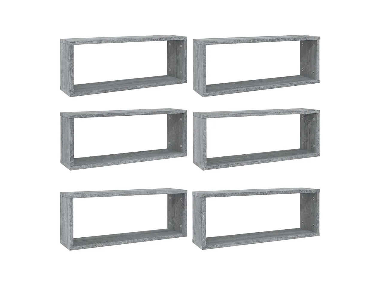 Mensole da parete cubo 6 pz Sonoma grigio 60x15x23 cm Legno