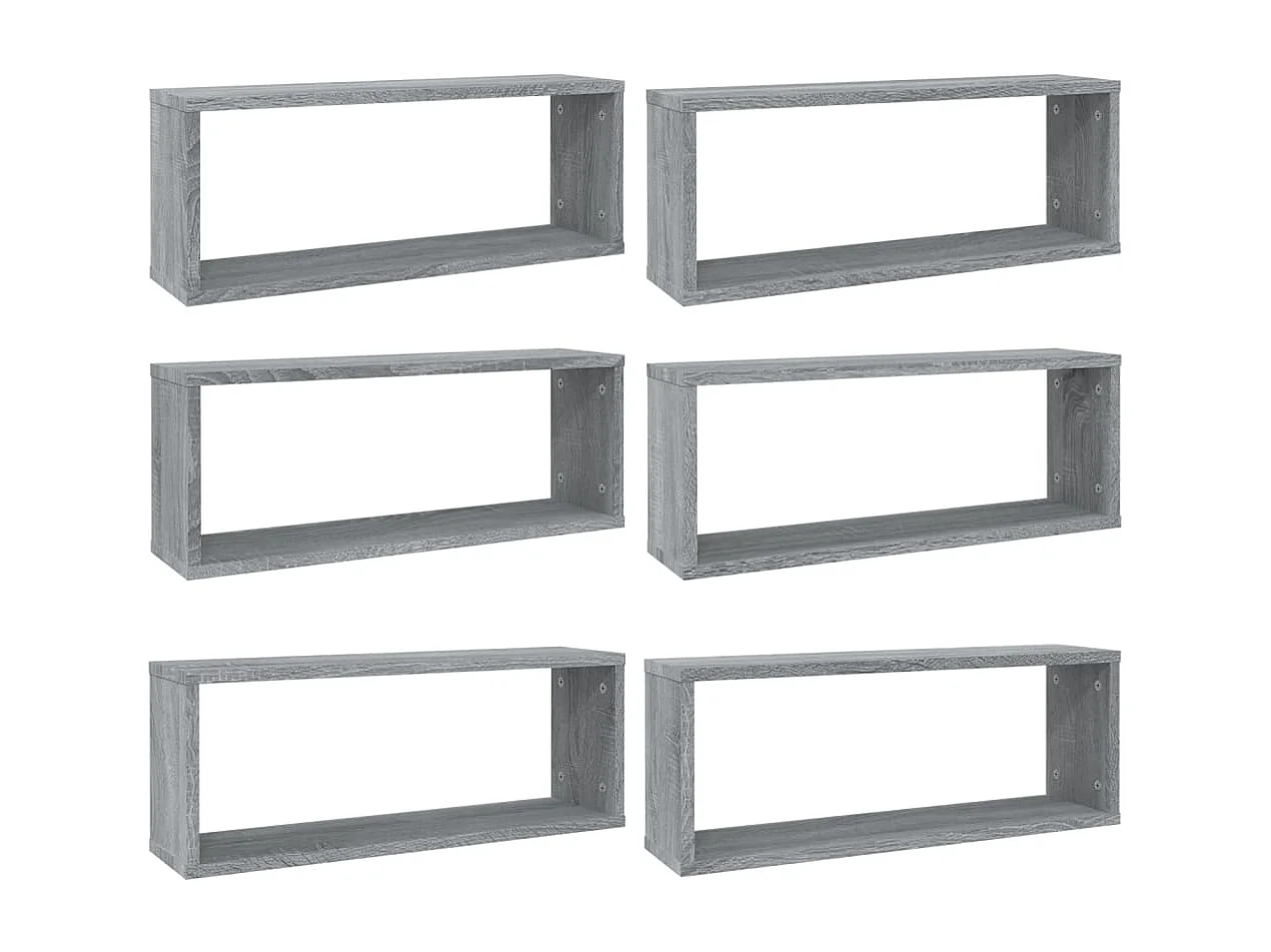 Étagères murales cube 6 pcs Sonoma gris 60x15x23 cm Bois
