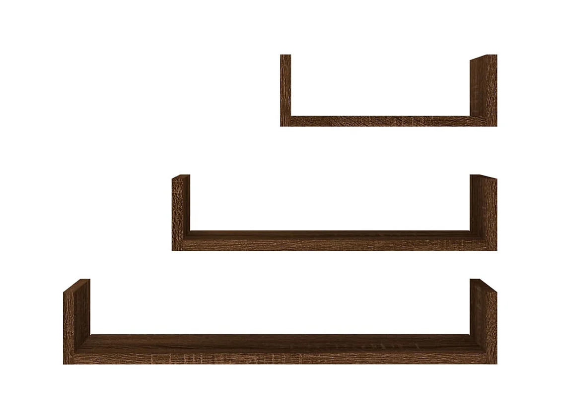 Étagères murales d'affichage 3 pcs Chêne marron Bois ingénierie