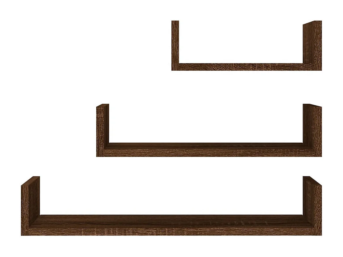 Stück Wandregale aus brauner Eiche, Holzwerkstoff
