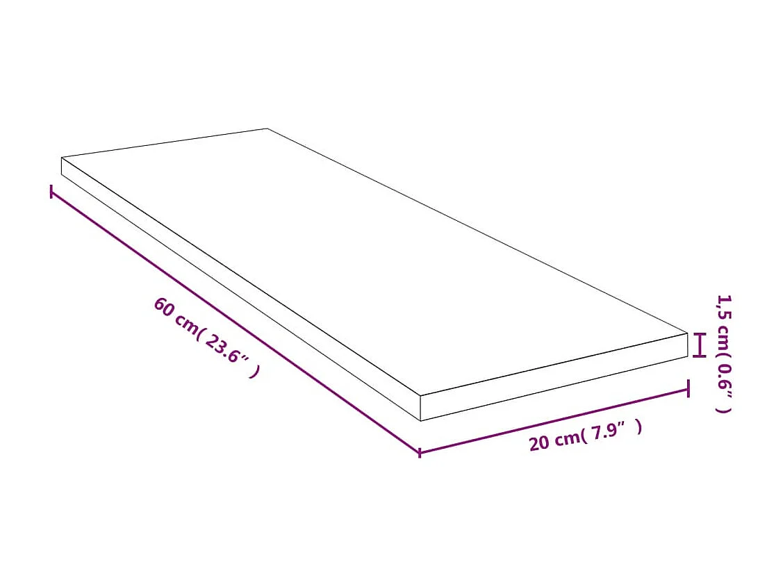 Étagère murale 60x20x1,5 cm bambou