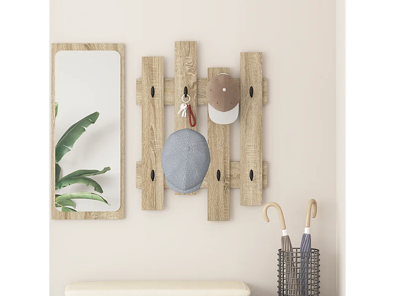 Porte-manteau mural avec stockage Chêne Sonoma 60 x 3 x 82 cm
