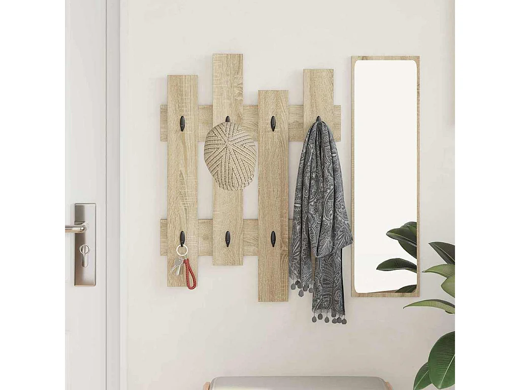 Porte-manteau mural avec stockage Chêne Sonoma 60 x 3 x 82 cm
