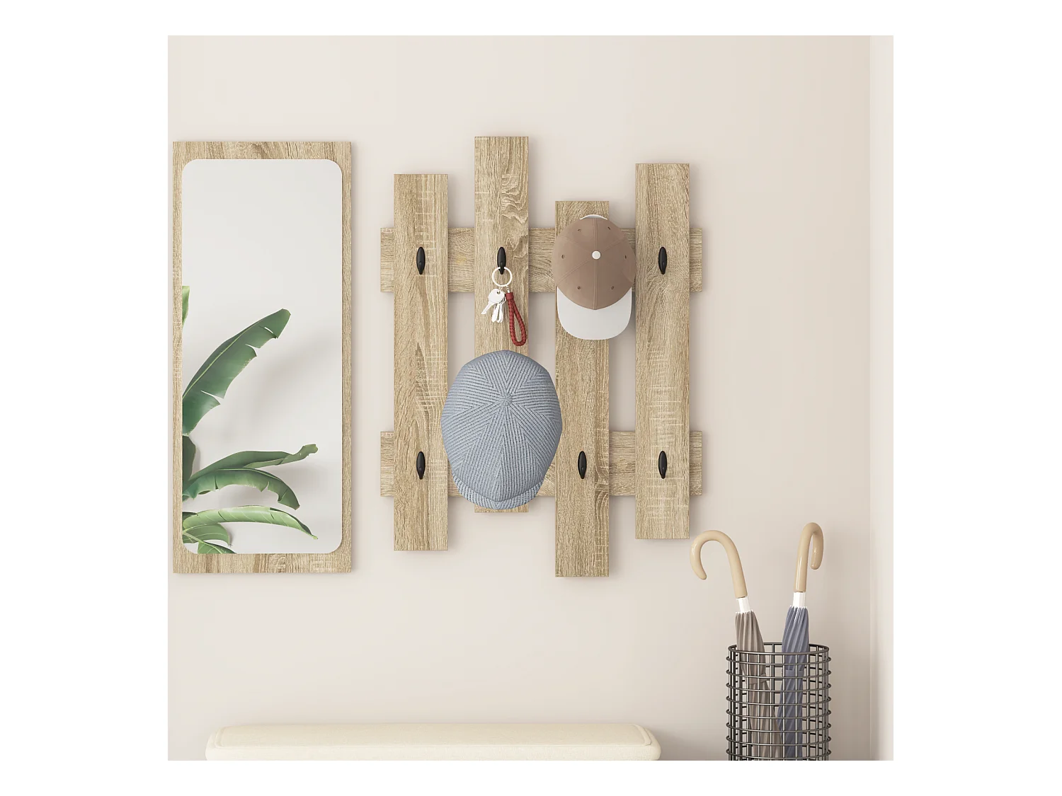 Porte-manteau mural avec stockage Chêne Sonoma 60 x 3 x 82 cm