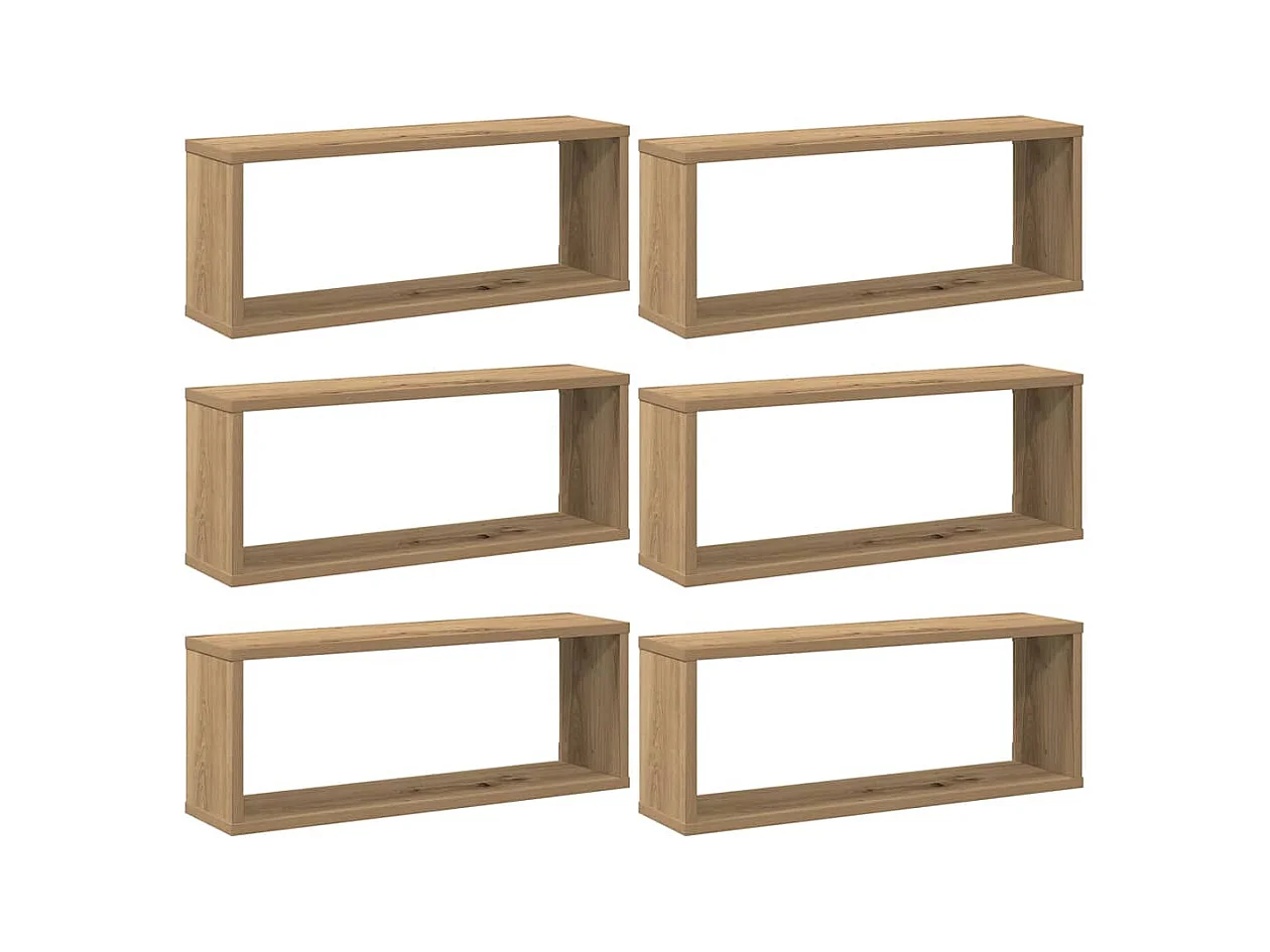 Étagères murales sous forme de cube 6 pcs chêne artisanal