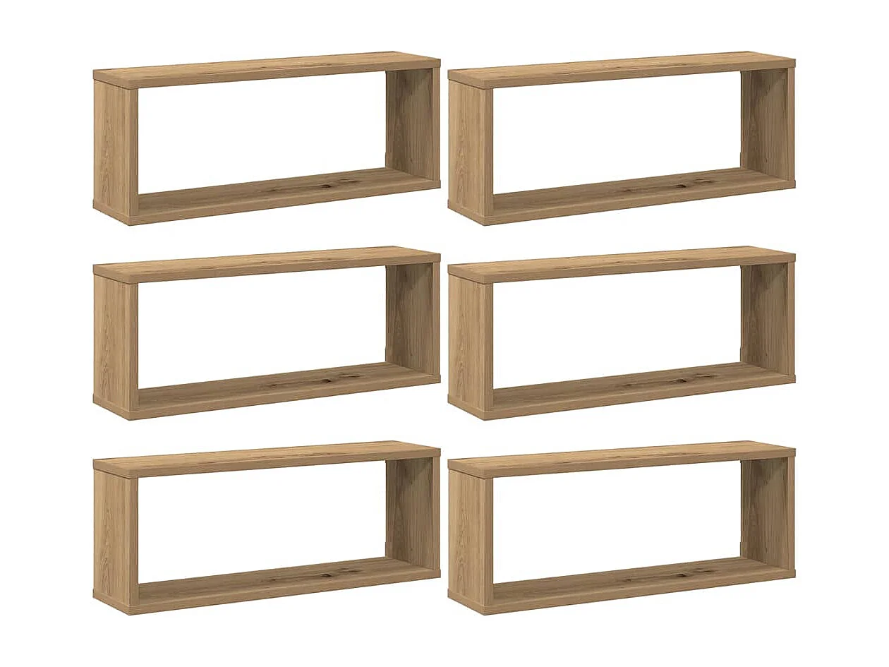 Étagères murales sous forme de cube 6 pcs chêne artisanal