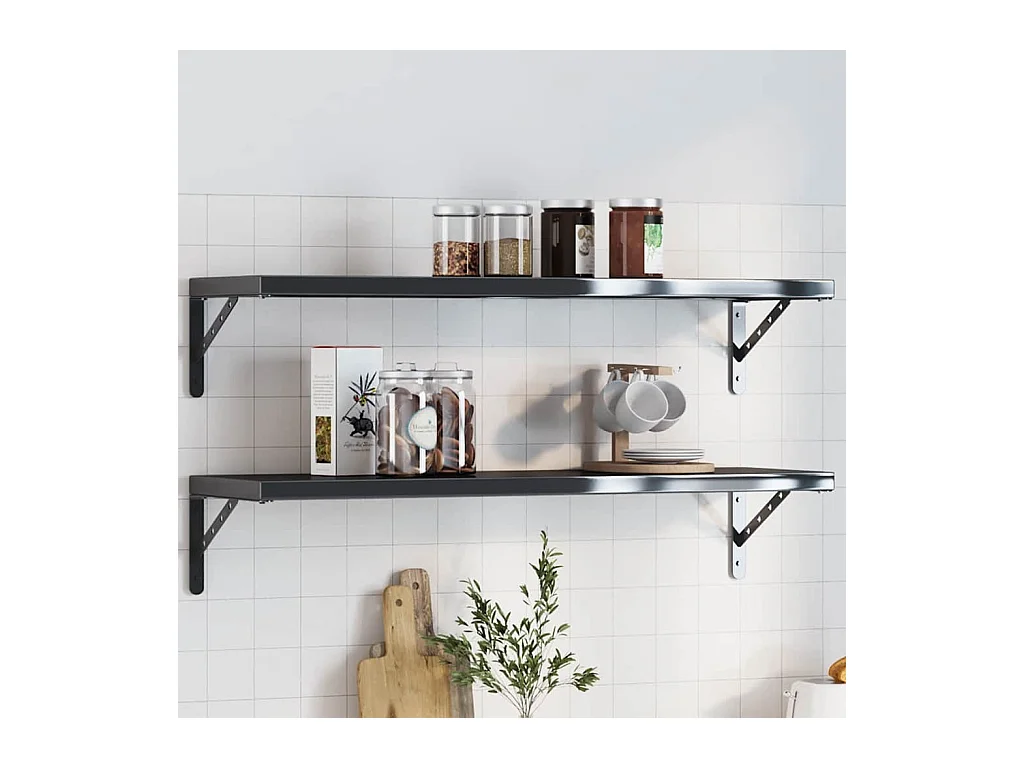 Supports d'étagères 4 pcs 30x2,5x15,5 cm noir acier inoxydable