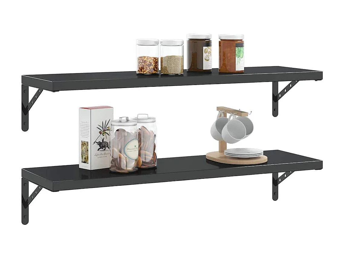 Supports d'étagères 4 pcs 30x2,5x15,5 cm noir acier inoxydable