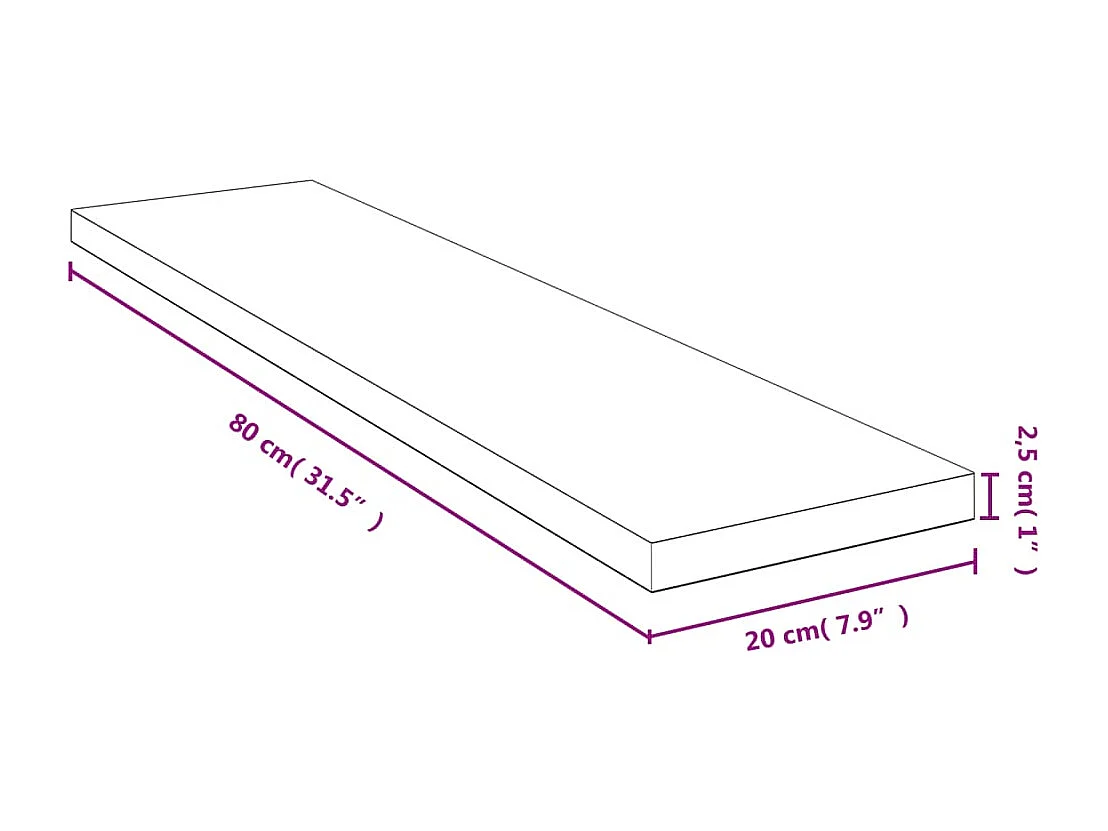 Estante de pared 80x20x2,5 cm bambú
