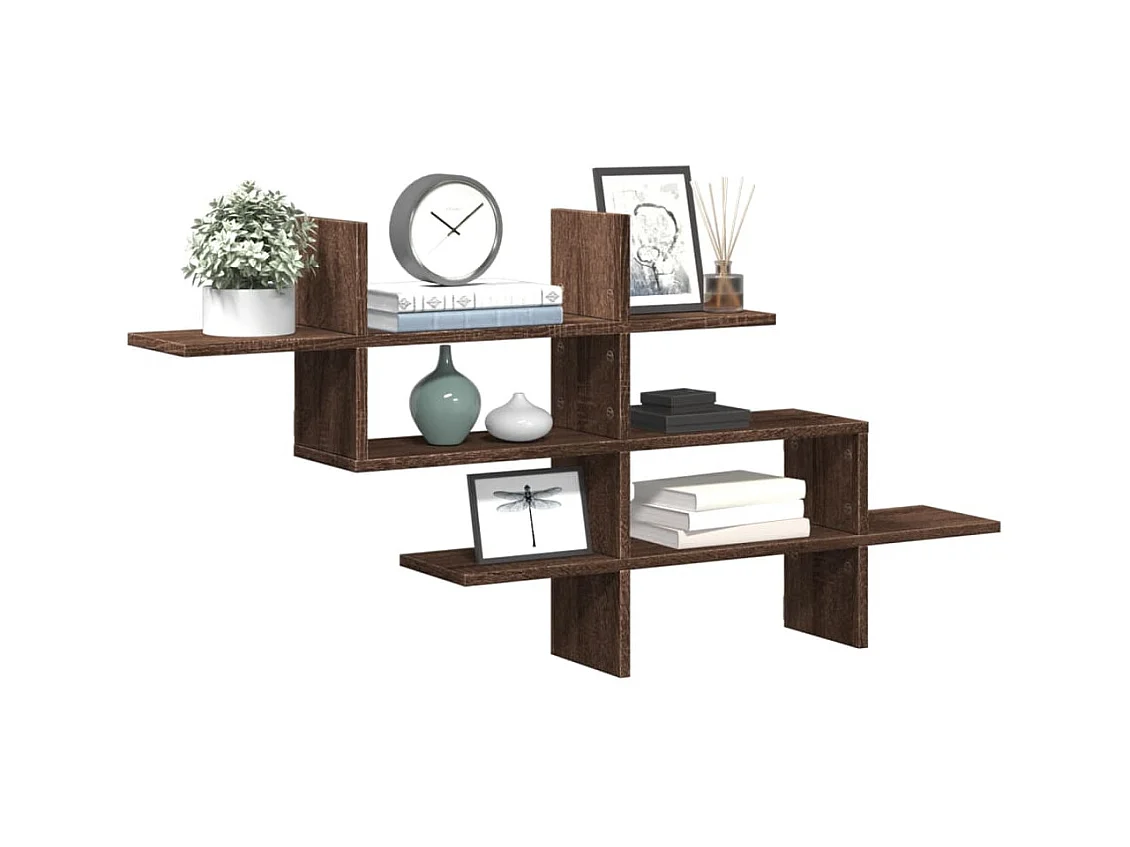 Wandregal aus brauner Eiche 124,5 x 18 x 60,5 cm, Holzwerkstoff