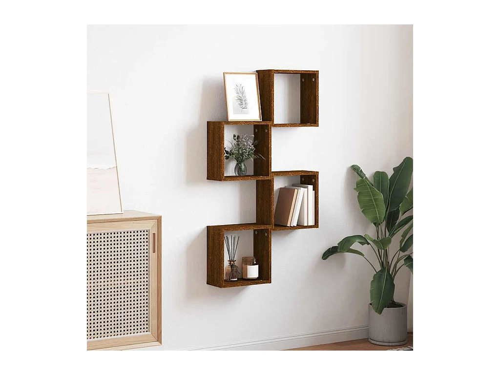 Étagères murales sous forme cube 4 pcs chêne marron 30x15x30cm