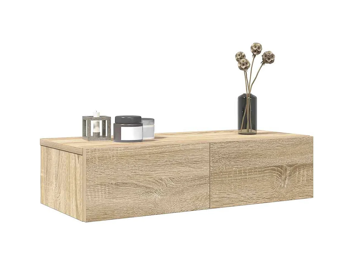 Étagère murale avec tiroirs chêne sonoma bois d'ingénierie