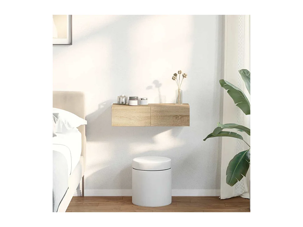 Étagère murale avec tiroirs chêne sonoma bois d'ingénierie