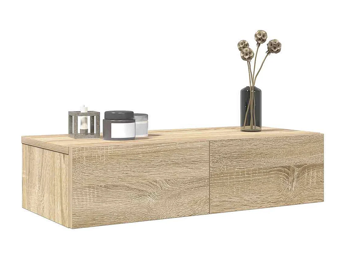 Wandplank met lades Sonoma eiken bewerkt hout