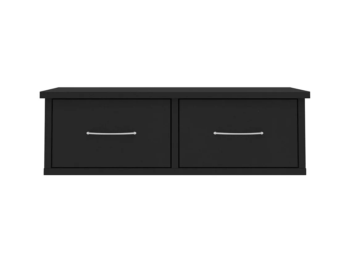 Mensola da parete con cassetti nera 60x26x18,5cm Legno ingegnerizzato