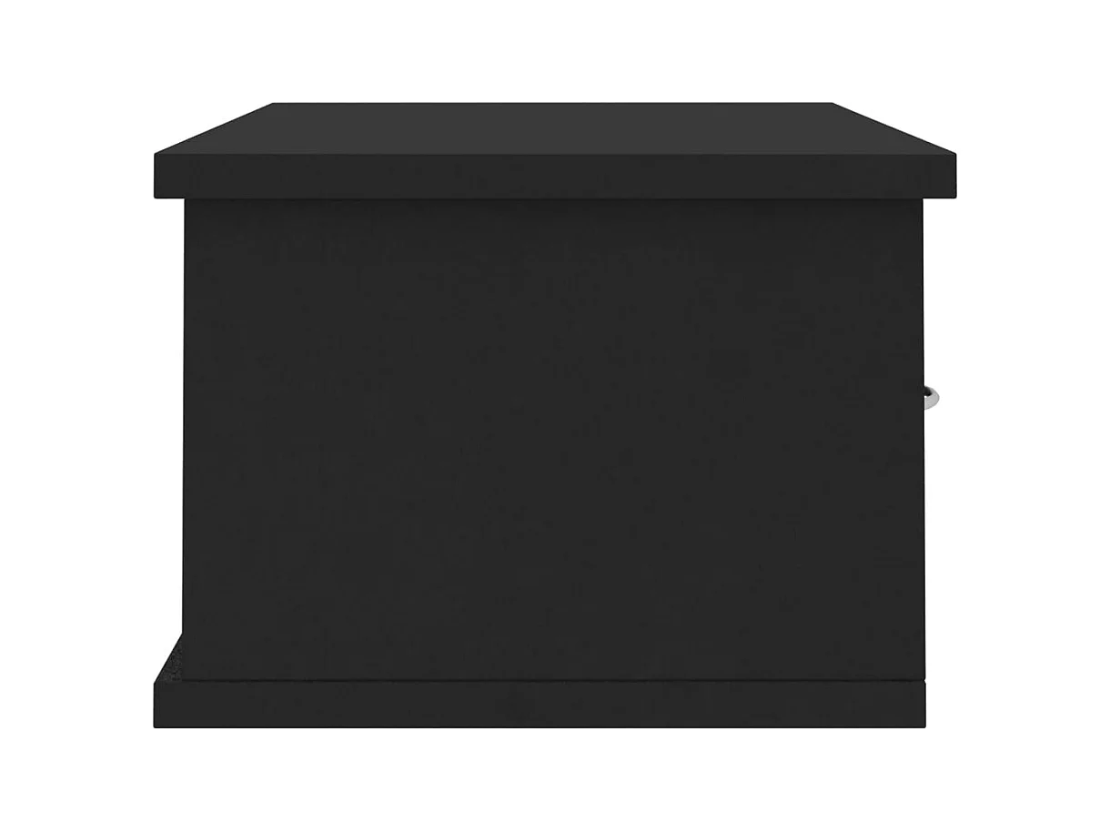 Mensola da parete con cassetti nera 60x26x18,5cm Legno ingegnerizzato