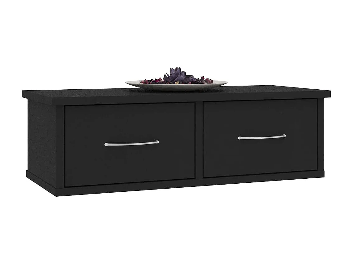 Étagère murale avec tiroirs noir 60x26x18,5cm Bois d'ingénierie