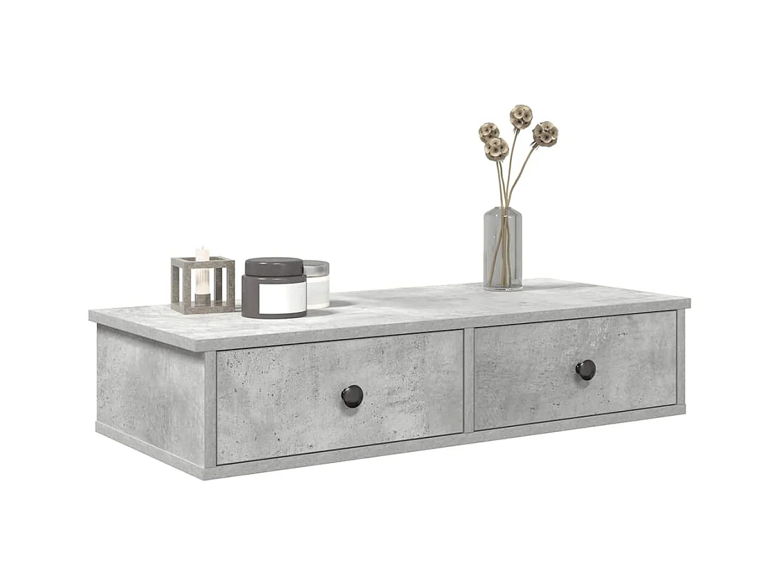 Étagère murale avec tiroirs gris béton bois d'ingénierie