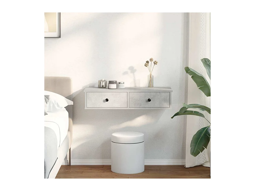 Étagère murale avec tiroirs gris béton bois d'ingénierie