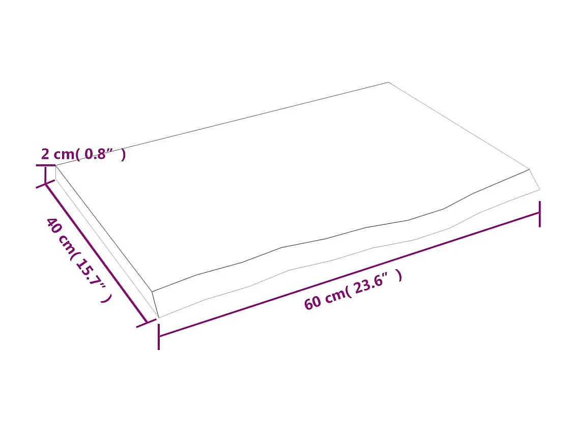 Étagère murale marron clair 60x40x2 cm bois chêne massif traité