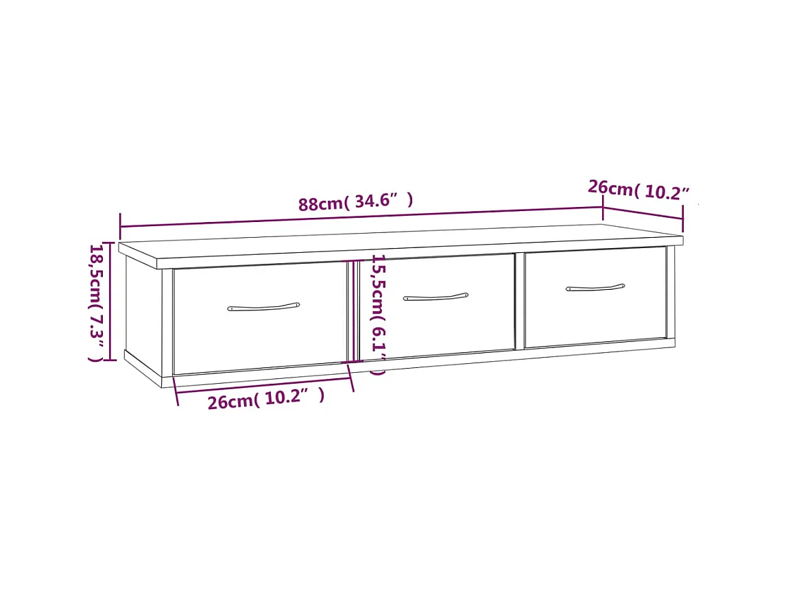 Armoire murale Sonoma gris 88x26x18,5 cm Bois d'ingénierie