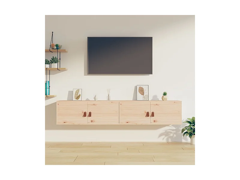 Armarios de pared 2 uds 80x30x30 cm Madera maciza de pino