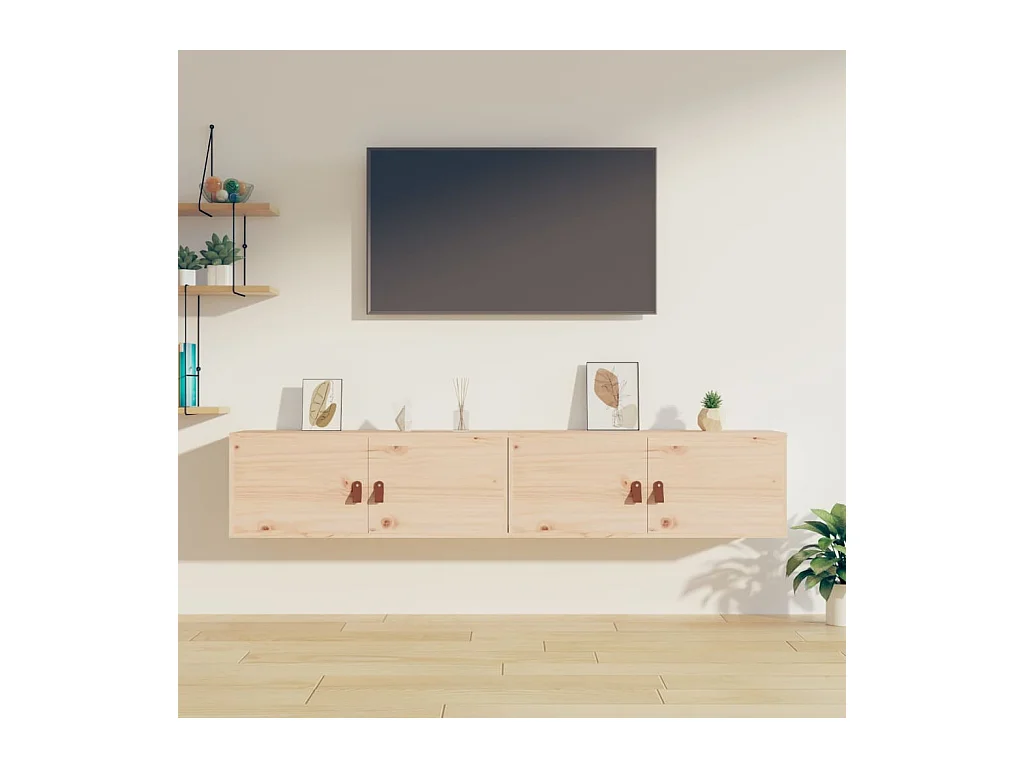 Armoires murales 2 pcs 80x30x30 cm Bois de pin massif