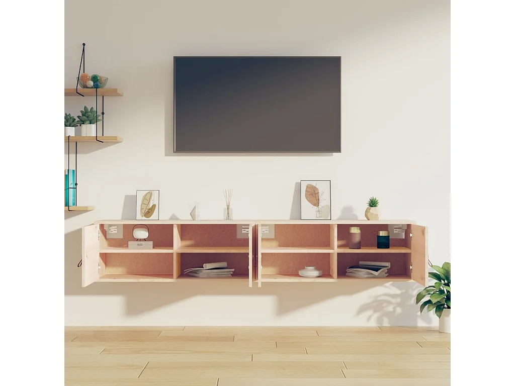 Armoires murales 2 pcs 80x30x30 cm Bois de pin massif