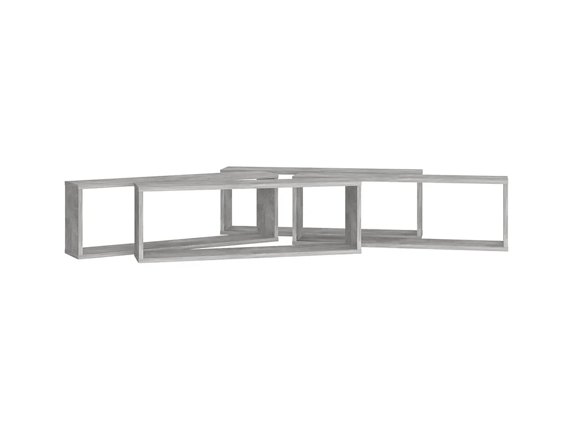 Étagères cube murales 4 pcs gris béton bois d'ingénierie