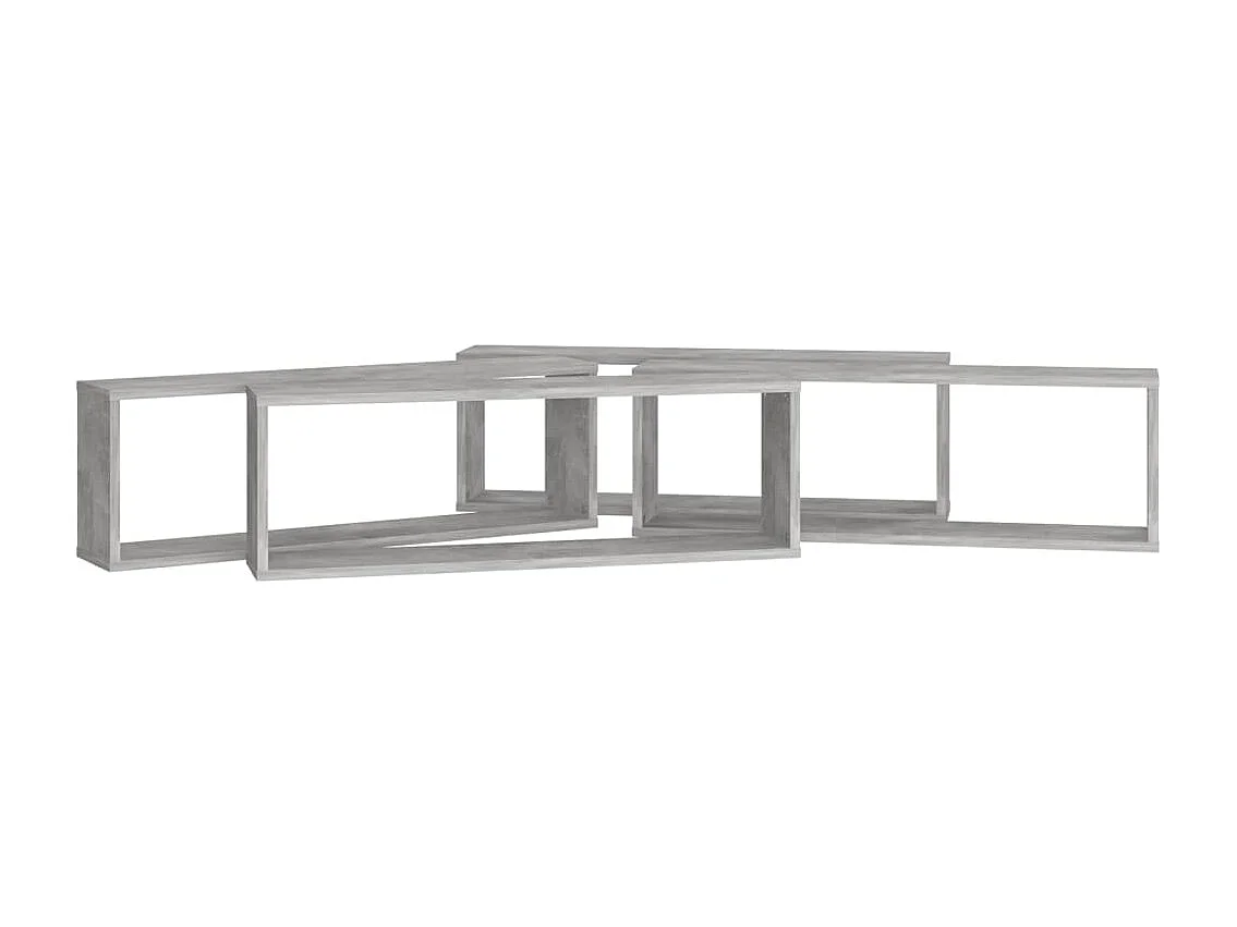 Étagères cube murales 4 pcs gris béton bois d'ingénierie