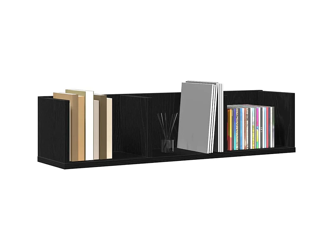 Mensola da parete per CD in rovere nero 75x18x18 cm in legno ingegnerizzato