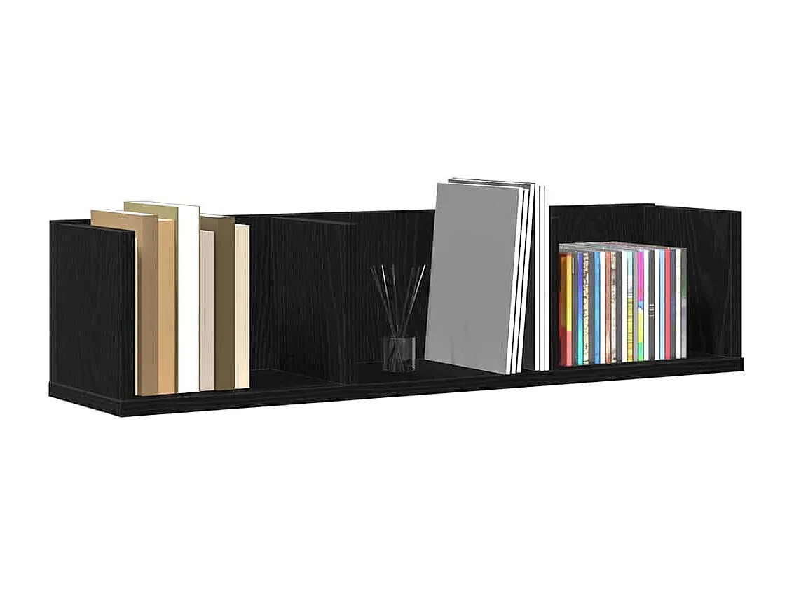 Étagère murale CD en chêne noir 75x18x18 cm en bois d'ingénierie