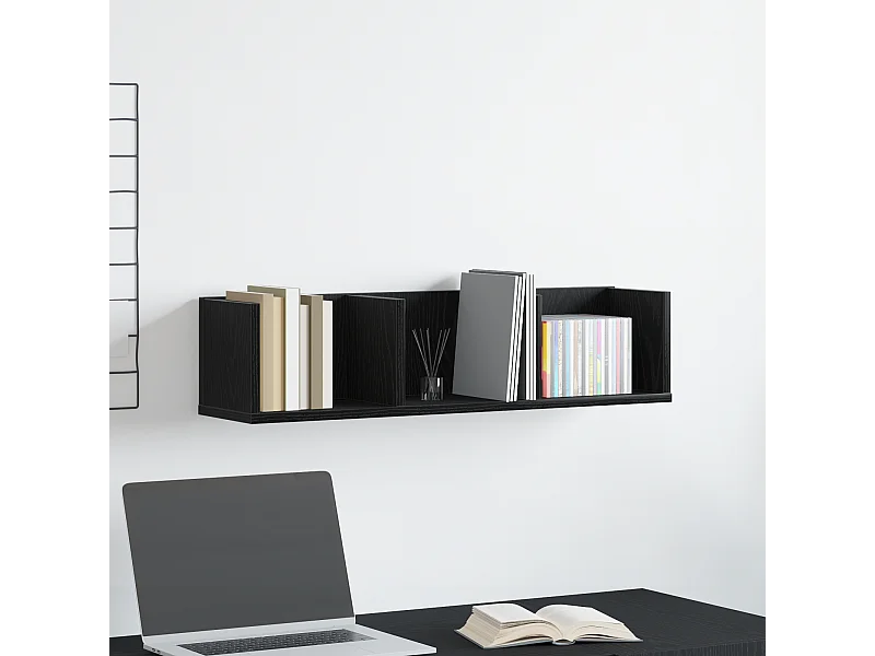 Étagère murale CD en chêne noir 75x18x18 cm en bois d'ingénierie