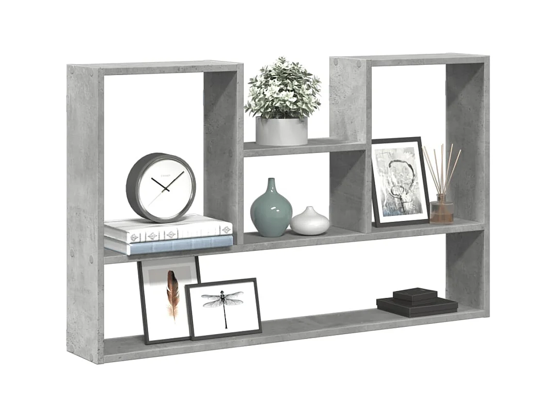 Betongrijze wandplank 99x15x60 cm bewerkt hout