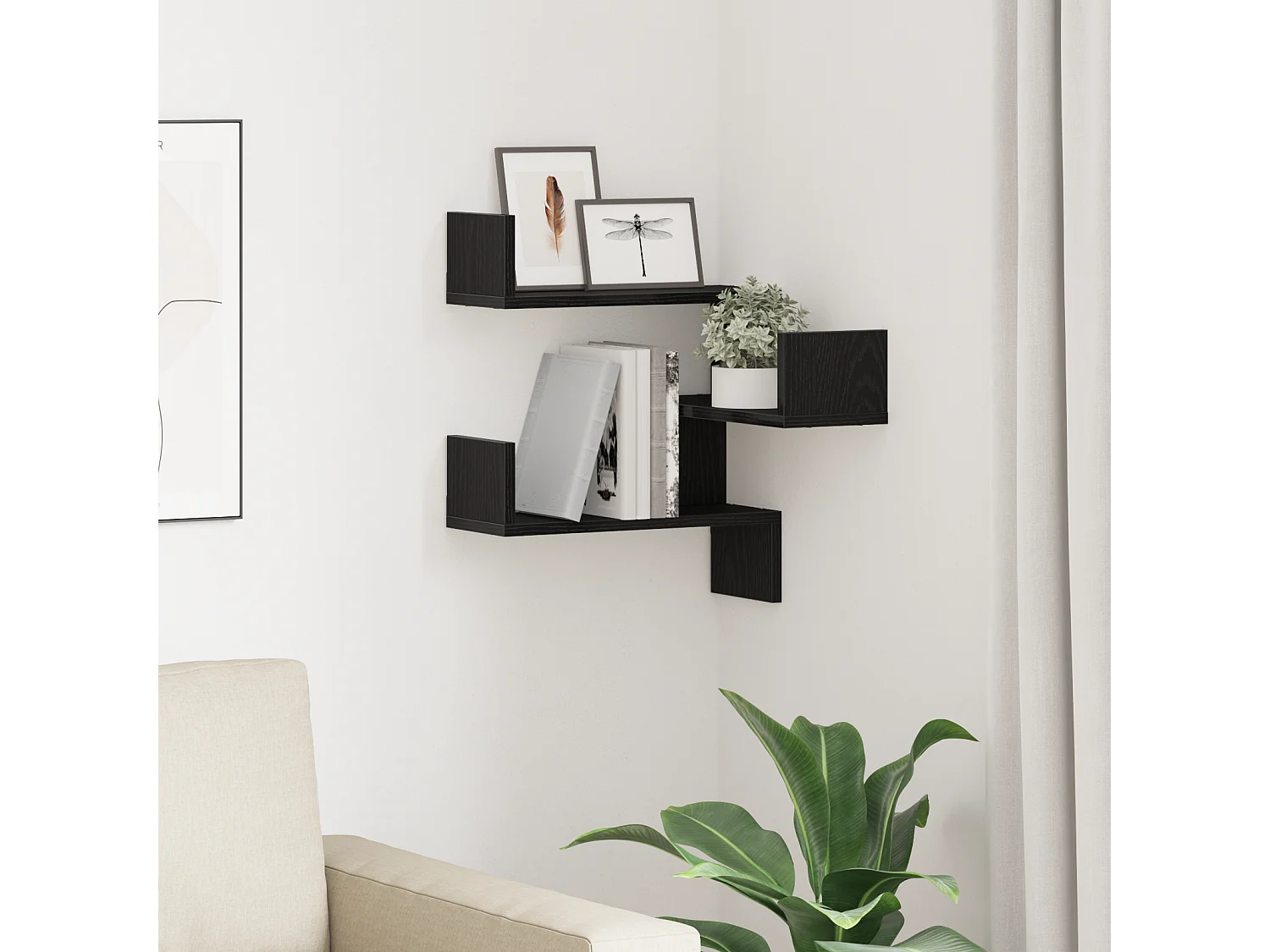 Étagère d'angle Chêne noir Bois d'ingénierie 40 x 40 x 49,5 cm