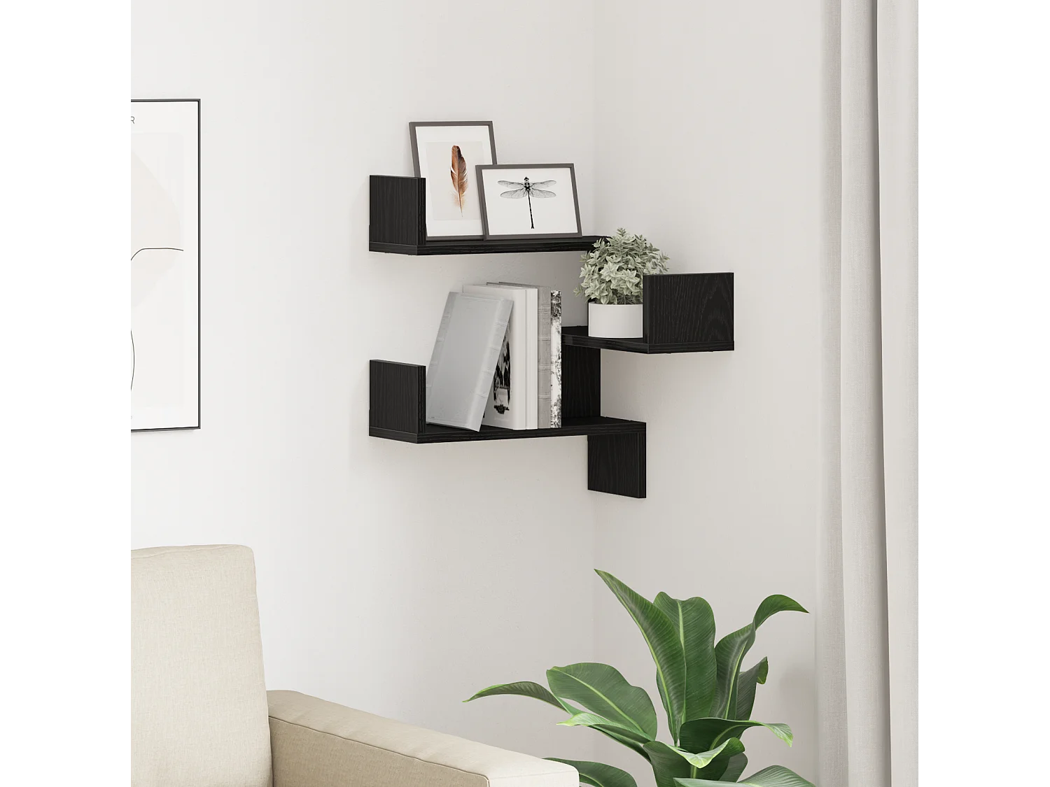 Étagère d'angle Chêne noir Bois d'ingénierie 40 x 40 x 49,5 cm