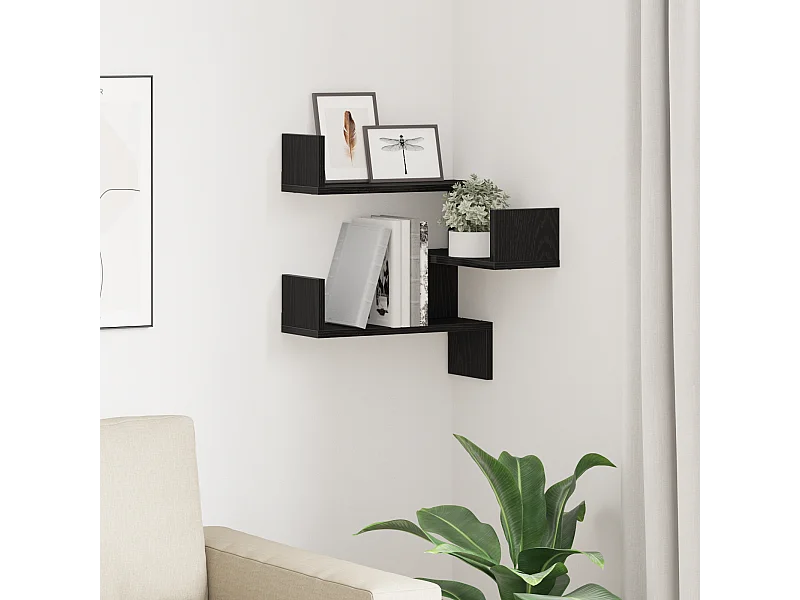 Étagère d'angle Chêne noir Bois d'ingénierie 40 x 40 x 49,5 cm