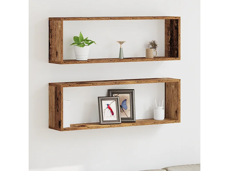 Étagères murales 2 pcs Bois ancien 80x15x26 cm en bois d'ingénierie