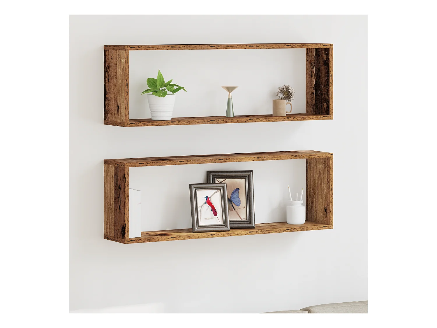 Étagères murales 2 pcs Bois ancien 80x15x26 cm en bois d'ingénierie