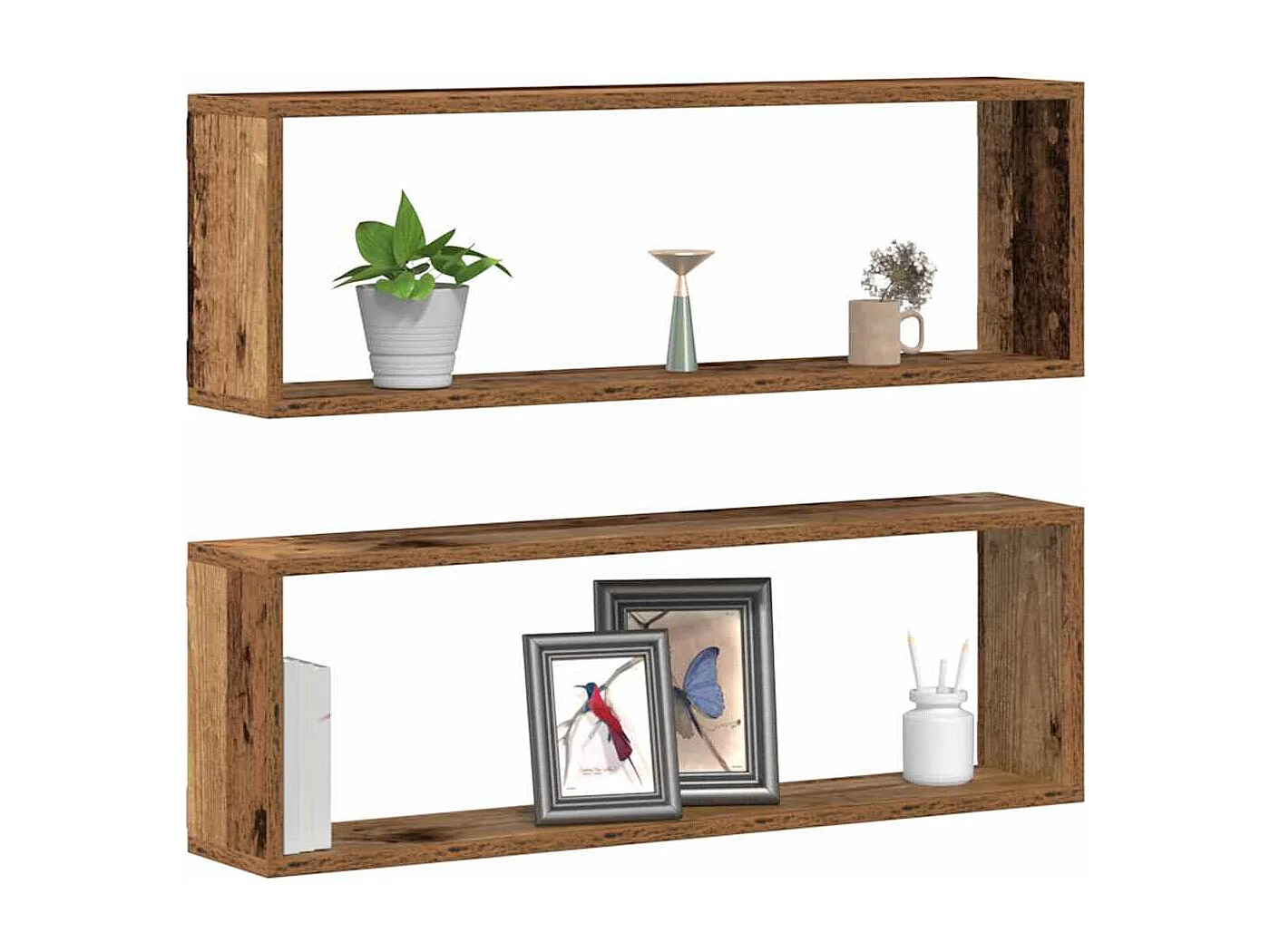 Étagères murales 2 pcs Bois ancien 80x15x26 cm en bois d'ingénierie