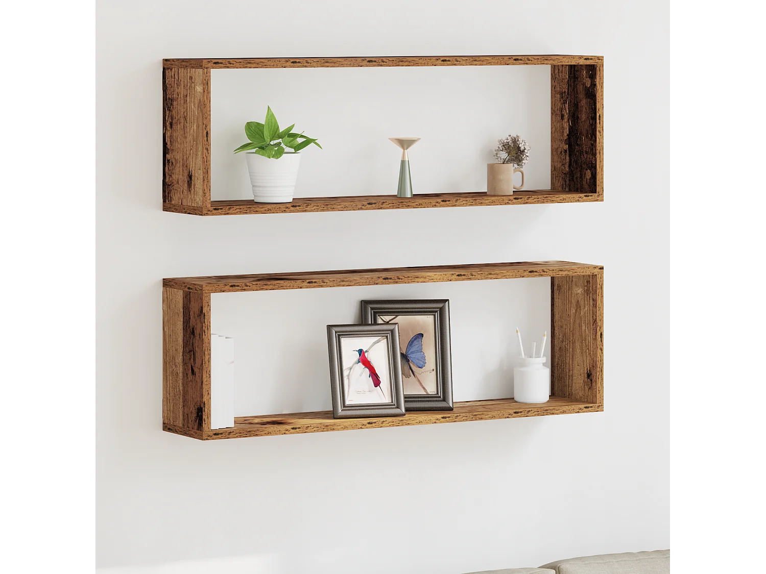 Mensole da parete 2 pezzi Legno antico 80x15x26 cm in legno ingegnerizzato