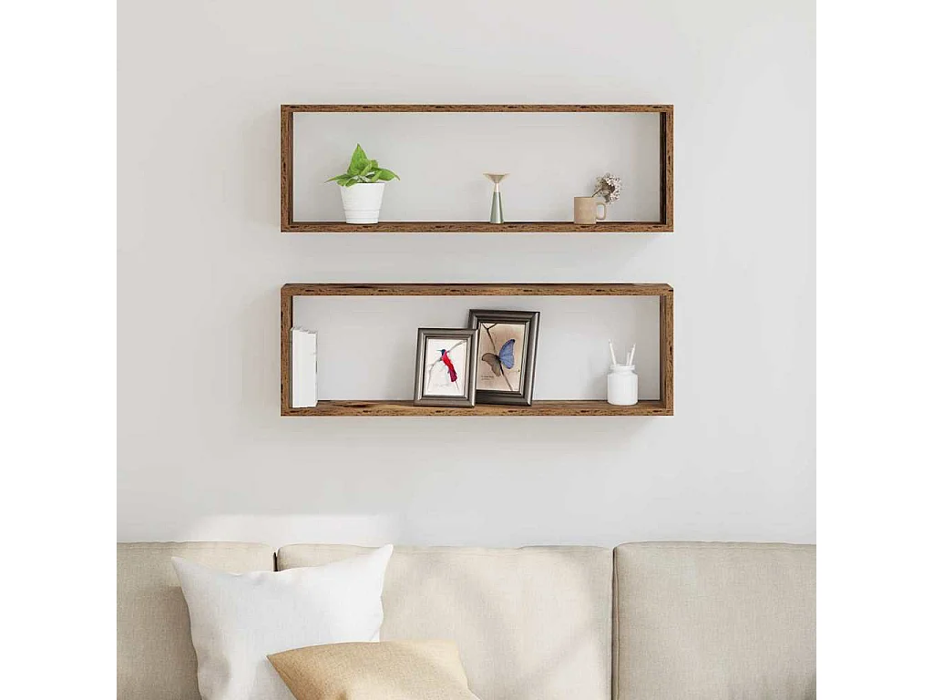 Mensole da parete 2 pezzi Legno antico 80x15x26 cm in legno ingegnerizzato