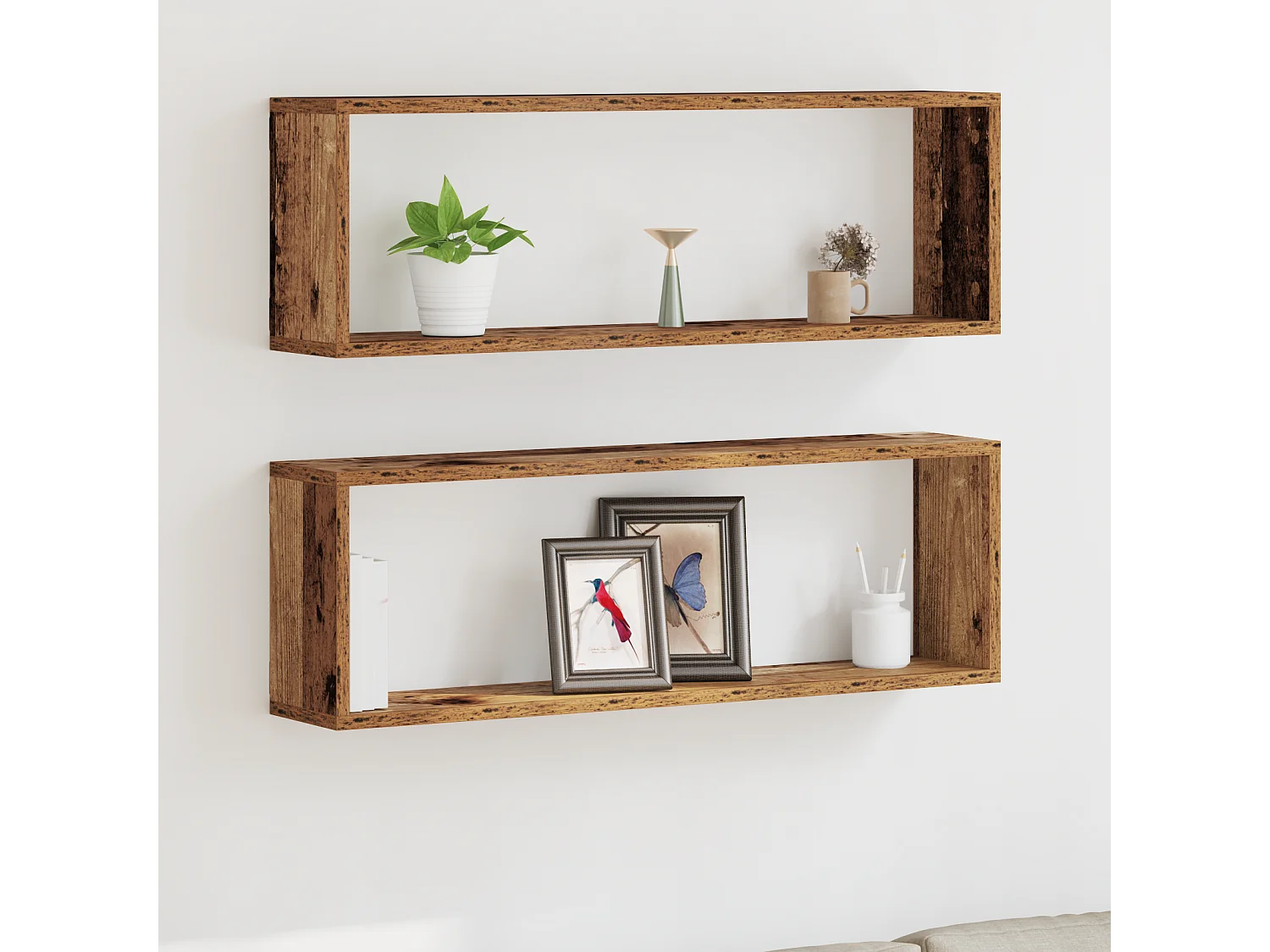 Étagères murales 2 pcs Bois ancien 80x15x26 cm en bois d'ingénierie