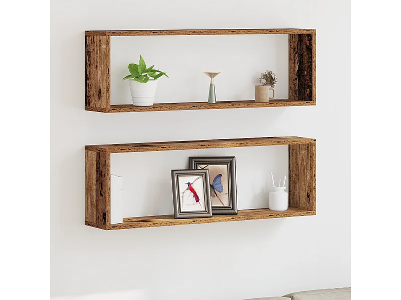 Étagères murales 2 pcs Bois ancien 80x15x26 cm en bois d'ingénierie