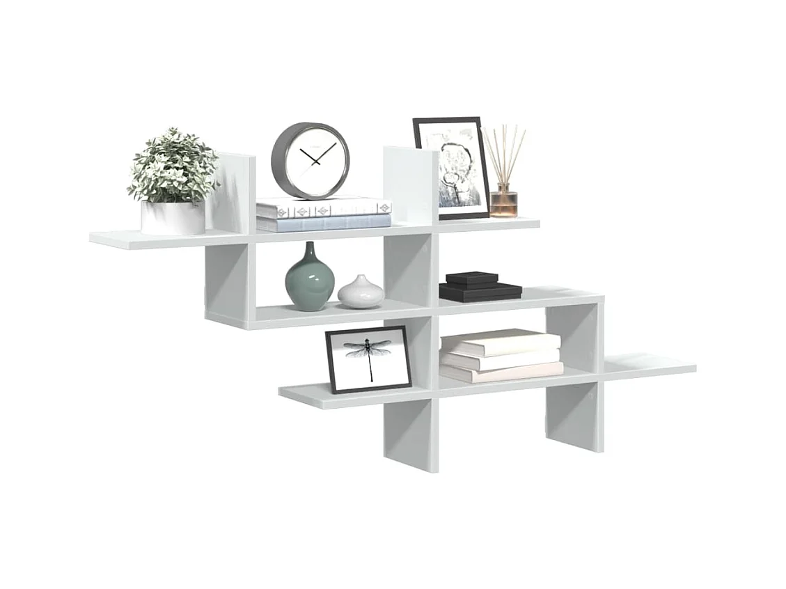 Witte wandplank 124,5x18x60,5 cm bewerkt hout